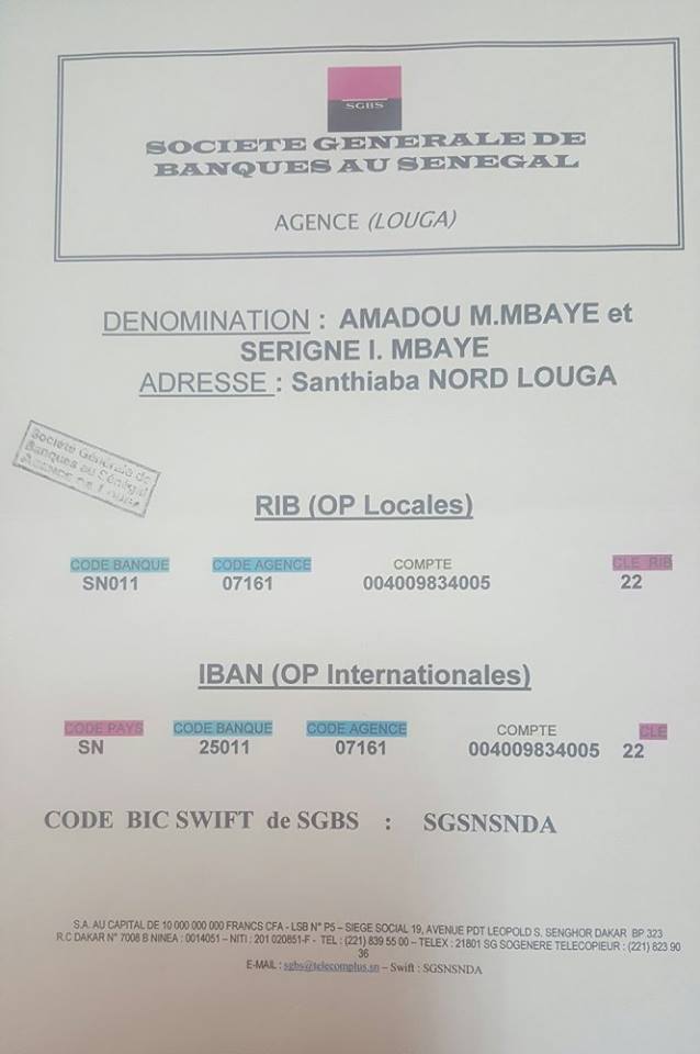 Pose première pierre de la grande Mosquée Cheikh Ahmadou Kabir Mbaye (Keur Mame Cheikh Mbaye), père de Djily Mbaye et Serigne Sam Mbaye