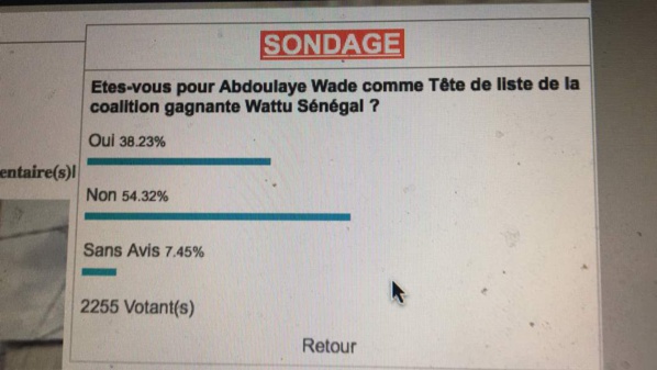 ​Législatives 2017 : Sondage sur les têtes de liste, Abdoulaye Wade perd la cote