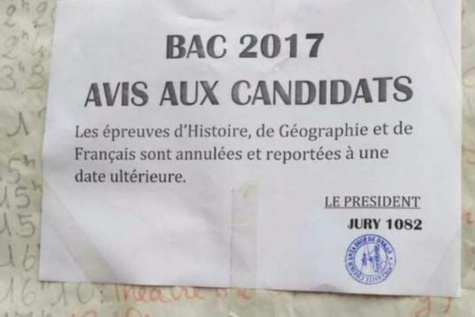 Voici la note annonçant l’annulation des épreuves d'Histoire, de Géographie et de Français