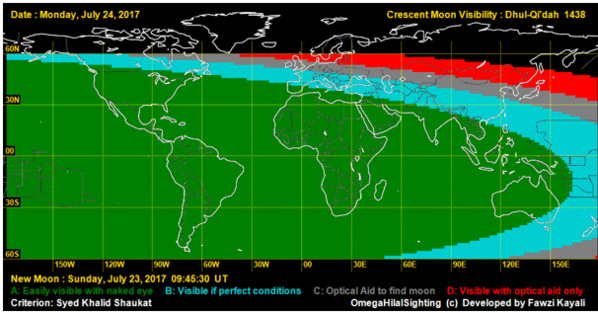 Projection et zonage pour le lundi 24 juillet 2017