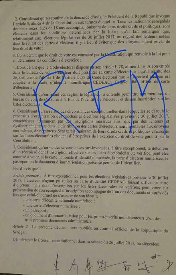 Voici la décision du Conseil constitutionnel sur la proposition de Macky Sall