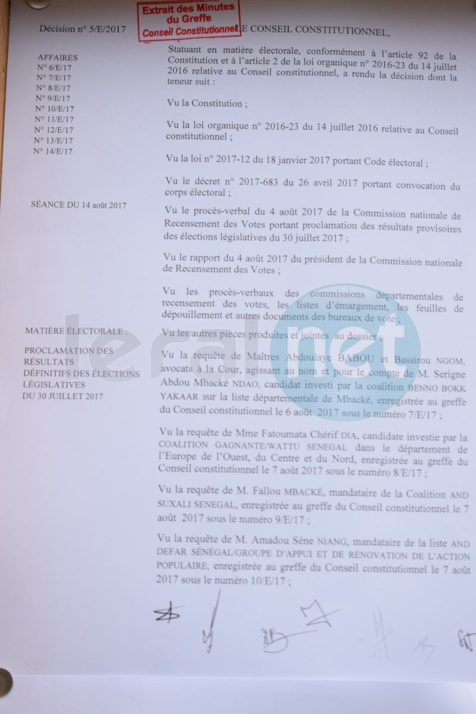 Résultats définitifs des Législatives du 30 juillet: tous les recours rejetés (documents)