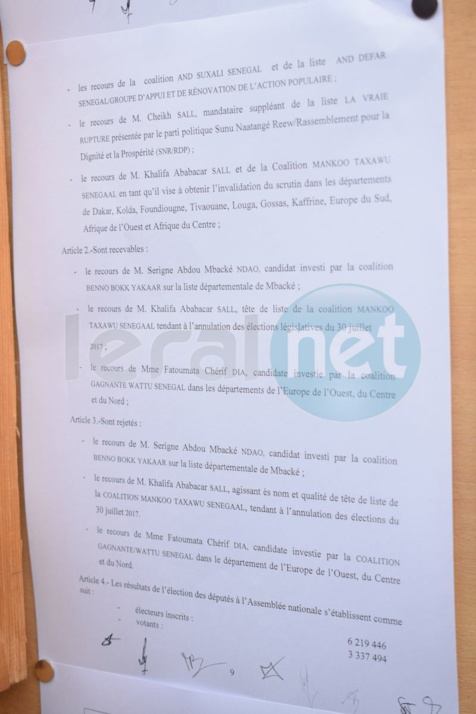 Résultats définitifs des Législatives du 30 juillet: tous les recours rejetés (documents)