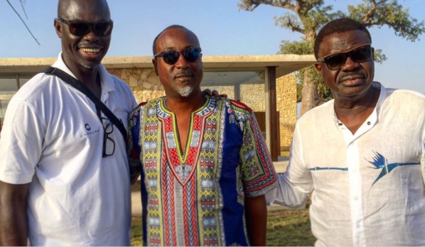Yérim Sow entre les journalistes Sylvère-Henry Cissé et Pape Diouf.