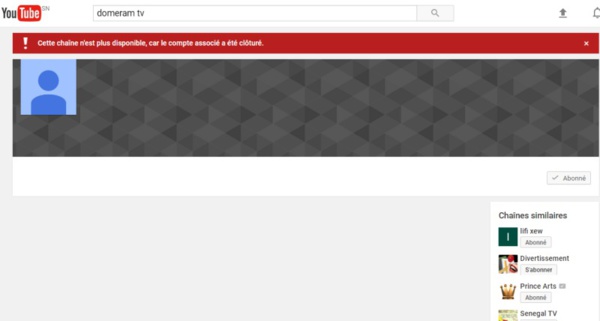 Accusé de Terrorisme: #Youtube supprime «Domerame Tv» de Assane Diouf... Youtube supprimera tous les comptes qui mettront ses vidéos dans 72h