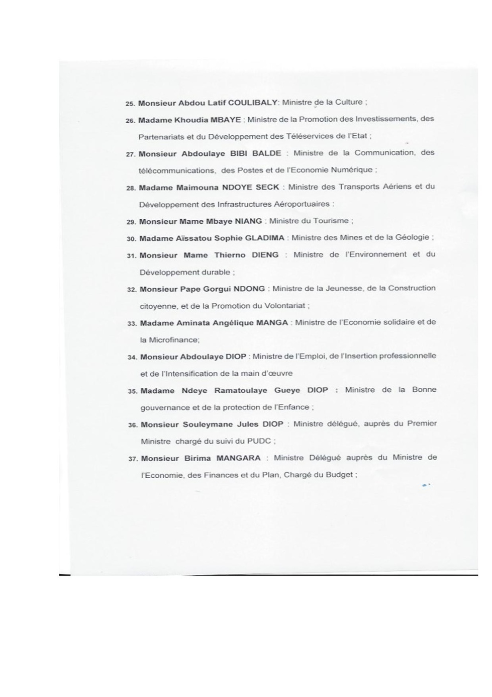 Voici la composition du gouvernement en exclusivité sur leral.net