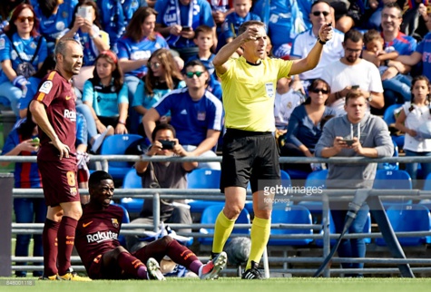 Photos : Ousmane Dembélé, l’attaquant sénégalais du FC Barcelone, blessé lors du match contre Getafe 