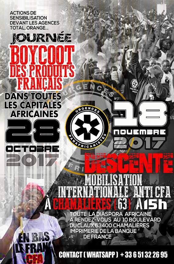Boycott des produits français et rassemblement à Chamalières: Kémi Séba et Cie, fixent 2 dates pour la «Révolution anti-CFA»