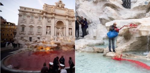 Stupeur à Rome : la fontaine de Trevi devient rouge