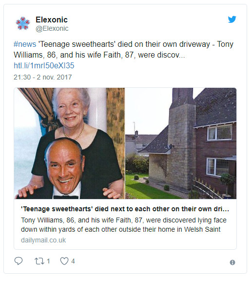 Un couple uni depuis 70 ans, meurt ensemble