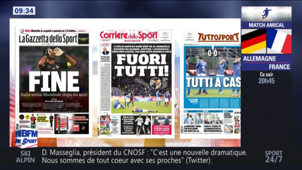 Mondial 2018: "Tout le monde dehors", "la honte de notre football", la presse italienne fracasse la Squadra
