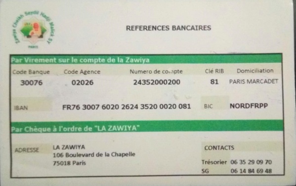 Construction de la Zawiya Cheikh Ahmed Tidjane Chérif à Paris: Aymirou Samb de l'association socio-culturelle Cheikh Seydi Hadji Malick Sy explique le projet 