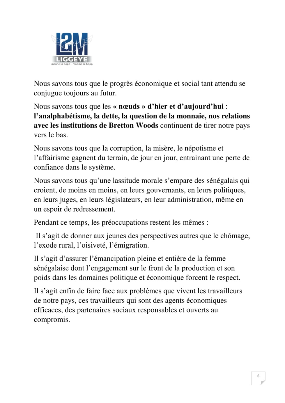 Cérémonie de lancement des activités du parti L2M:  Discours du Président Ibou Yagou Ndiaye (Intégral)