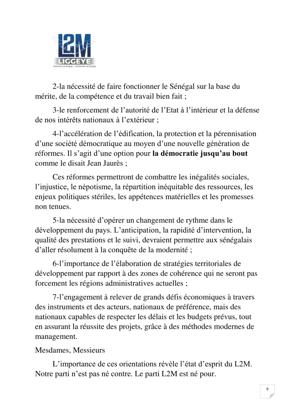 Cérémonie de lancement des activités du parti L2M:  Discours du Président Ibou Yagou Ndiaye (Intégral)
