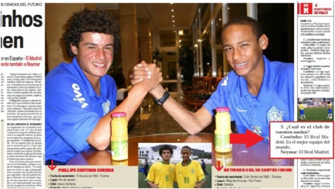 Quand Neymar et Coutinho rêvaient du Real Madrid