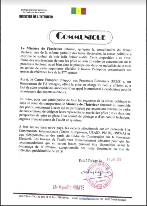 Audit du fichier électoral :  « L’opposition significative » doit désigner ses représentants, selon Aly Ngouille Ndiaye