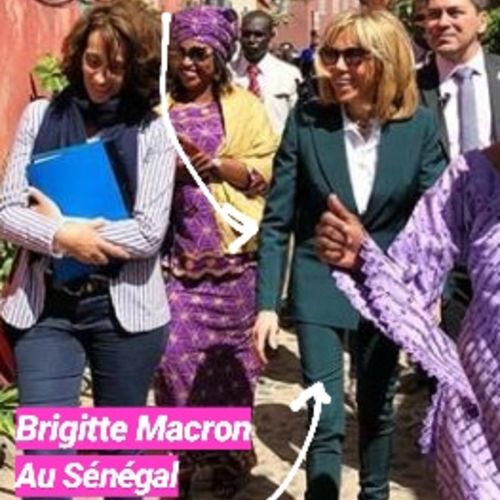 PHOTOS. Les secrets du costume vert de Brigitte Macron au Sénégal