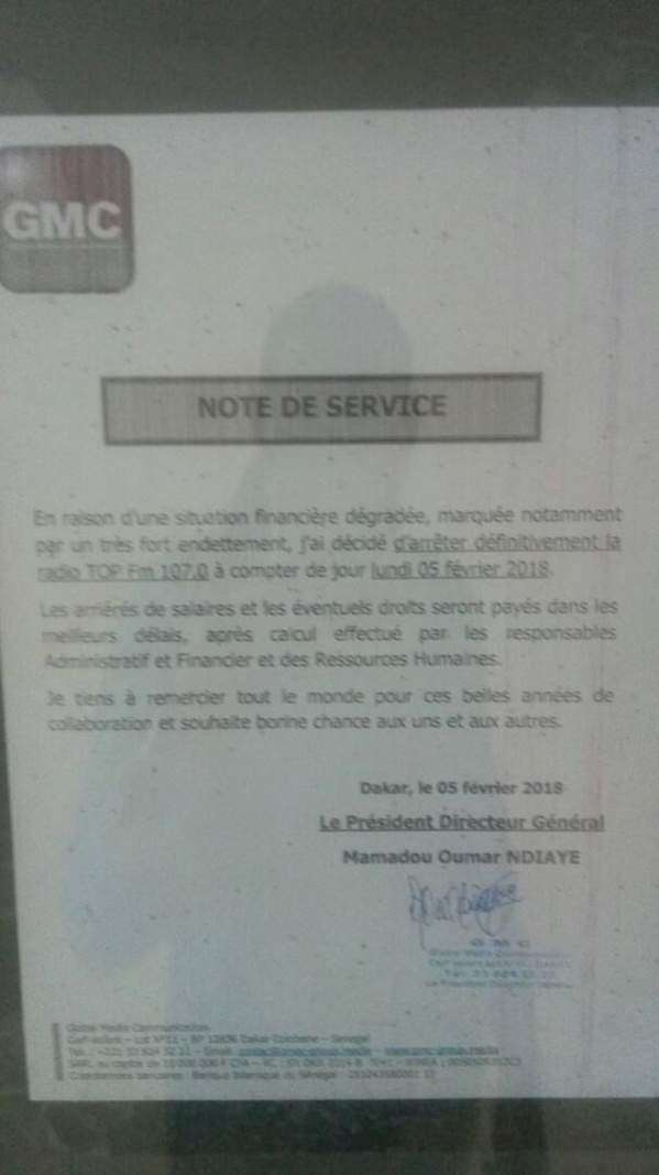 Licenciement à la radio Top FM : une simple note de service met plus de 10 personnes à la rue