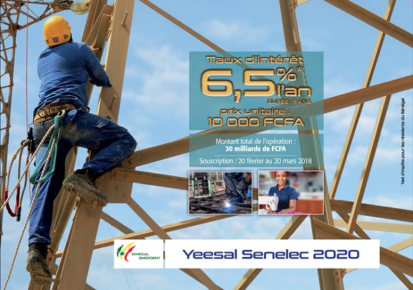 "Plan Yeesal Senelec 2020" : La Sénélec veut mobiliser 30 milliards de FCfa