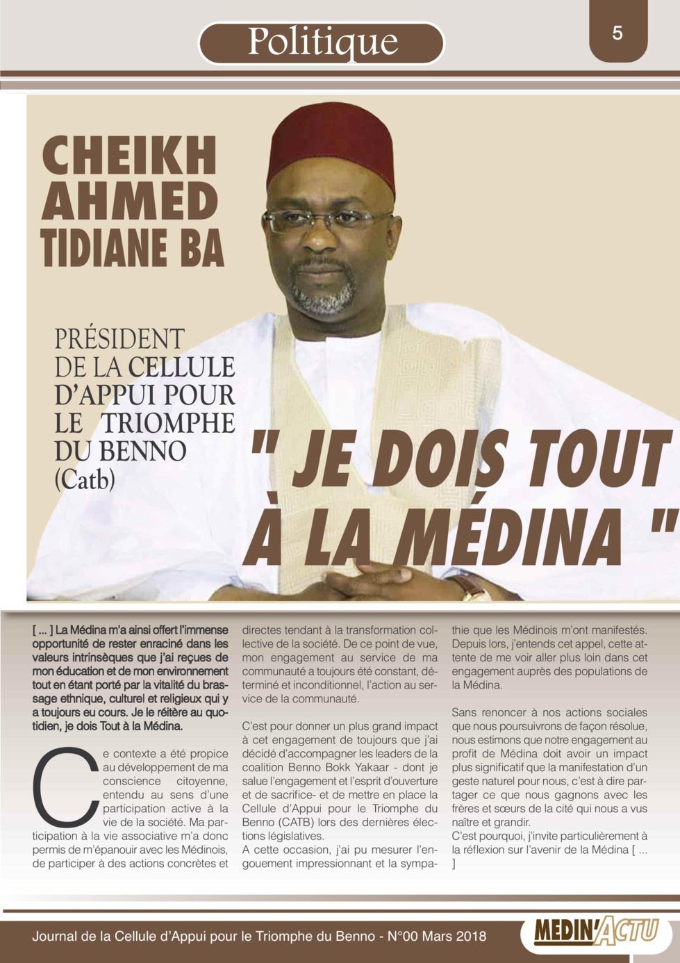 Cheikh Ahmeth Tidiane Ba : Je dois tout à la Médina ( Medin'Actu )