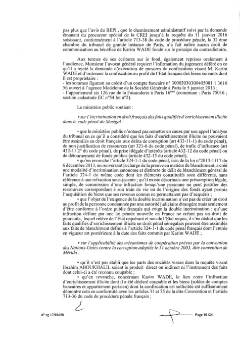 EXCLUSIF Karim Wade : l'intégralité de la décision Cour d'Appel de Paris EXCLUSIF Karim Wade : l'intégralité de la décision Cour d'Appel de Paris