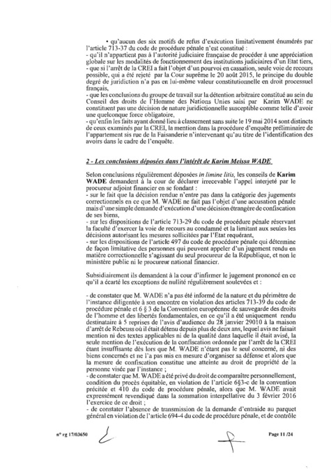 EXCLUSIF Karim Wade : l'intégralité de la décision Cour d'Appel de Paris