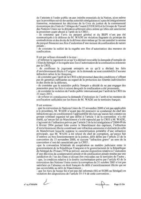 EXCLUSIF Karim Wade : l'intégralité de la décision Cour d'Appel de Paris EXCLUSIF Karim Wade : l'intégralité de la décision Cour d'Appel de Paris