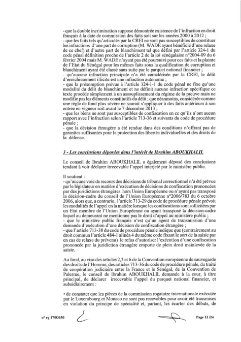 EXCLUSIF Karim Wade : l'intégralité de la décision Cour d'Appel de Paris EXCLUSIF Karim Wade : l'intégralité de la décision Cour d'Appel de Paris