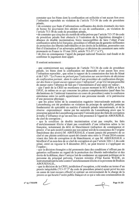 EXCLUSIF Karim Wade : l'intégralité de la décision Cour d'Appel de Paris EXCLUSIF Karim Wade : l'intégralité de la décision Cour d'Appel de Paris