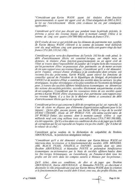 EXCLUSIF Karim Wade : l'intégralité de la décision Cour d'Appel de Paris EXCLUSIF Karim Wade : l'intégralité de la décision Cour d'Appel de Paris