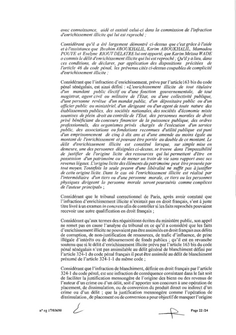 EXCLUSIF Karim Wade : l'intégralité de la décision Cour d'Appel de Paris