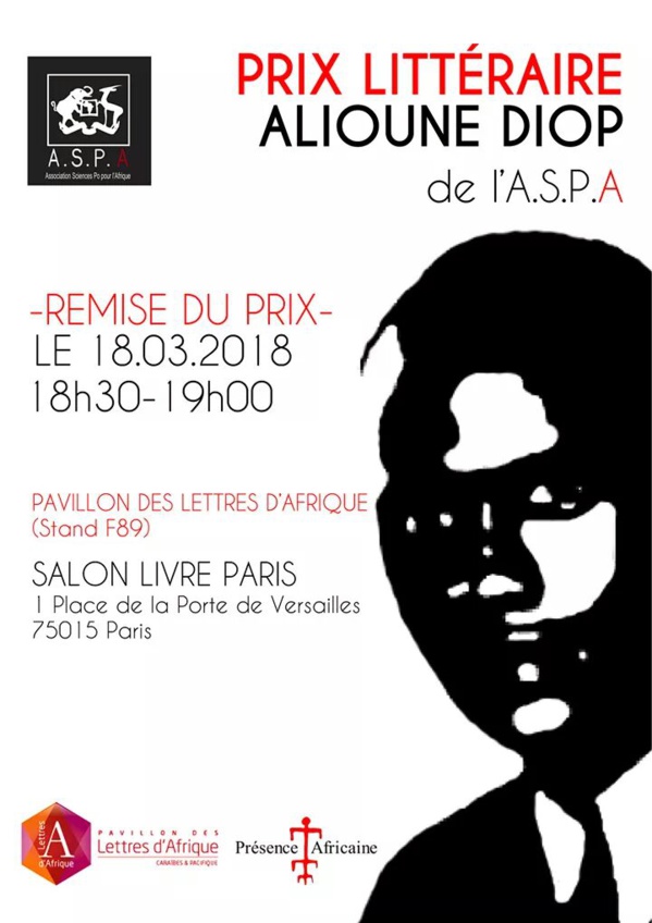 Amadou Moustapha DIENG,  journaliste culturel et poète a remporté le Premier Prix Littéraire Alioune Diop de l’Association Science PO Paris /Afrique  PLADA /ASPA 2018