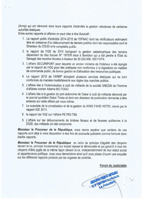 Rapports sur Petrotim, Bictogo, Securiport, King Fahd Hôtel, COUD : Une requête aux fins d’enquête sur la table du Procureur de la République Rapports sur Petrotim, Bictogo, Securiport, King Fahd Hôtel, COUD : Une requête aux fins d’enquête sur la table du Procureur de la République