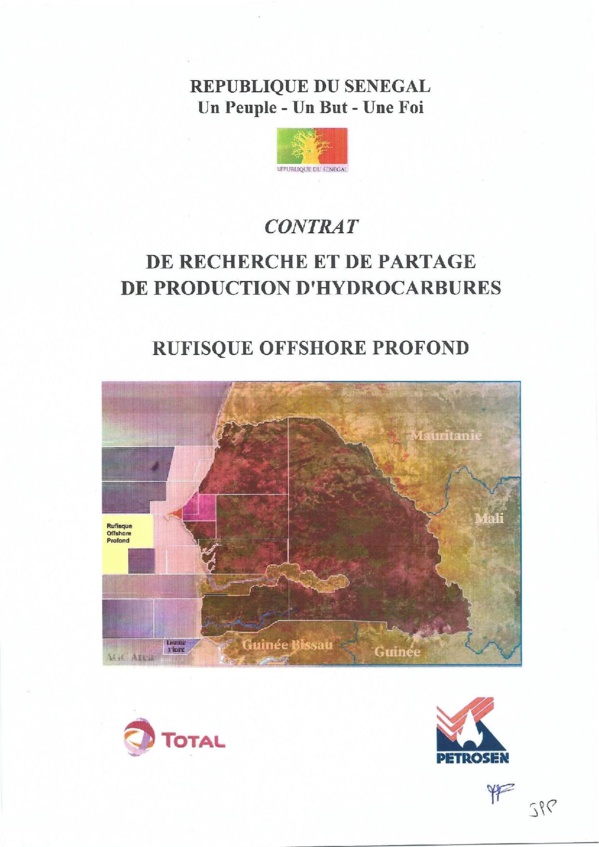 Contrat de recherche et de partage de production d'hydrocarbure " Rufisque Offshore" entre l'Etat du Sénégal et Total (Part 1)