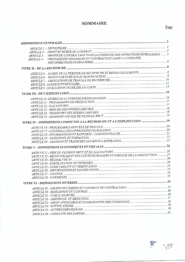 Contrat de recherche et de partage de production d'hydrocarbure " Rufisque Offshore" entre l'Etat du Sénégal et Total (Part 1)