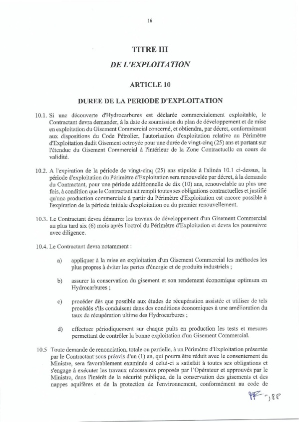 Contrat de recherche et de partage de production d'hydrocarbure " Rufisque Offshore" entre l'Etat du Sénégal et Total (Part 1)