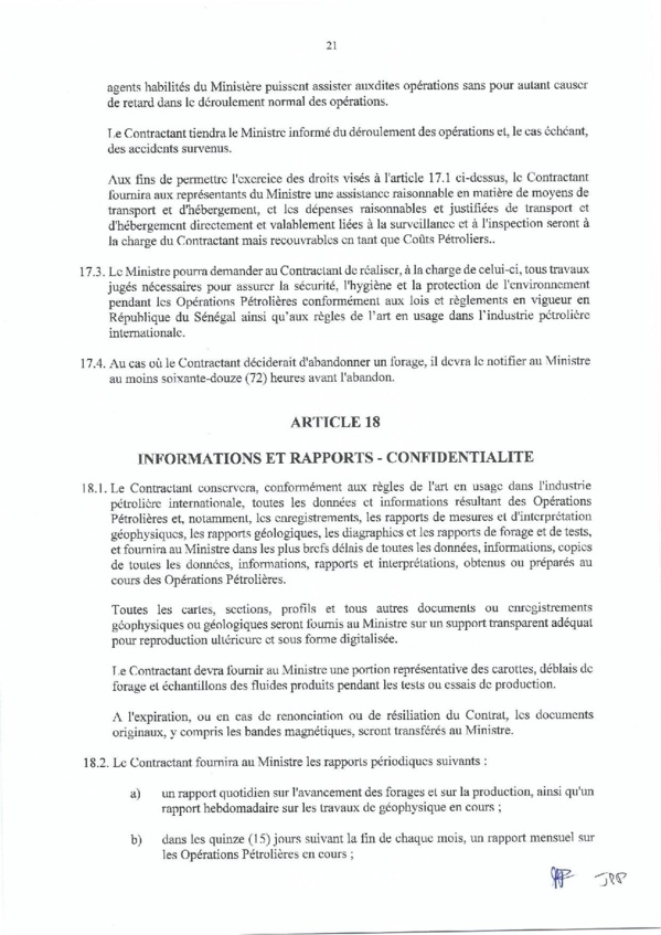 Contrat de recherche et de partage de production d'hydrocarbure " Rufisque Offshore" entre l'Etat du Sénégal et Total (Part 2)