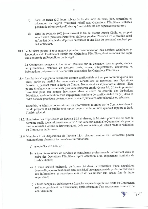 Contrat de recherche et de partage de production d'hydrocarbure " Rufisque Offshore" entre l'Etat du Sénégal et Total (Part 2)