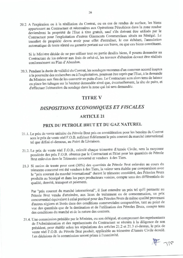 Contrat de recherche et de partage de production d'hydrocarbure " Rufisque Offshore" entre l'Etat du Sénégal et Total (Part 2)