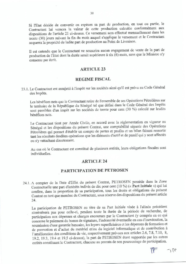 Contrat de recherche et de partage de production d'hydrocarbure " Rufisque Offshore" entre l'Etat du Sénégal et Total (Part 2)