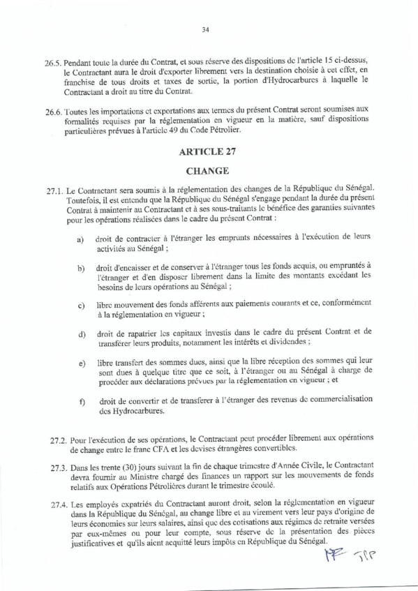 Contrat de recherche et de partage de production d'hydrocarbure " Rufisque Offshore" entre l'Etat du Sénégal et Total (Part 2)