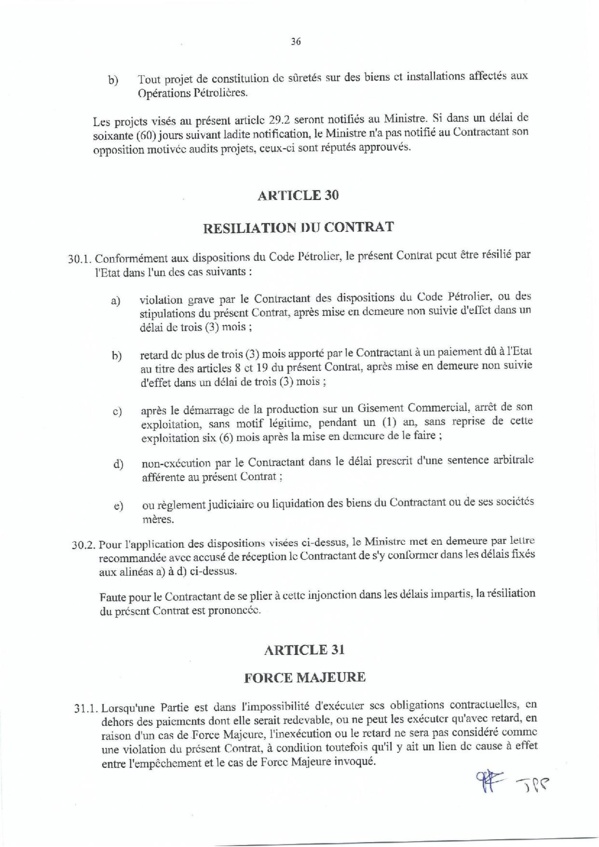 Contrat de recherche et de partage de production d'hydrocarbure " Rufisque Offshore" entre l'Etat du Sénégal et Total (Part 2)