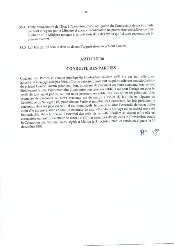 Contrat de recherche et de partage de production d'hydrocarbure " Rufisque Offshore" entre l'Etat du Sénégal et Total (Part 2)