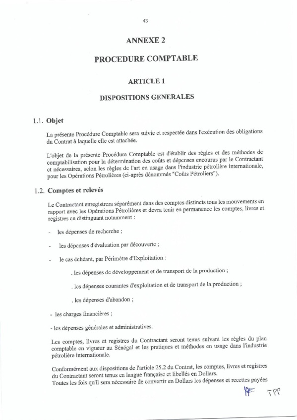 Contrat de recherche et de partage de production d'hydrocarbure " Rufisque Offshore" entre l'Etat du Sénégal et Total (Part 3 et fin)