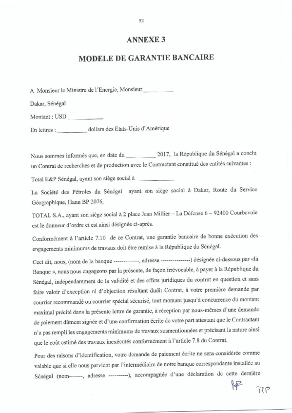 Contrat de recherche et de partage de production d'hydrocarbure " Rufisque Offshore" entre l'Etat du Sénégal et Total (Part 3 et fin) Contrat de recherche et de partage de production d'hydrocarbure " Rufisque Offshore" entre l'Etat du Sénégal et Total (Part 3 et fin)