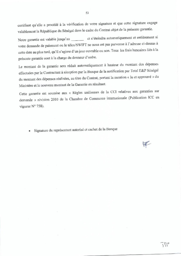 Contrat de recherche et de partage de production d'hydrocarbure " Rufisque Offshore" entre l'Etat du Sénégal et Total (Part 3 et fin)