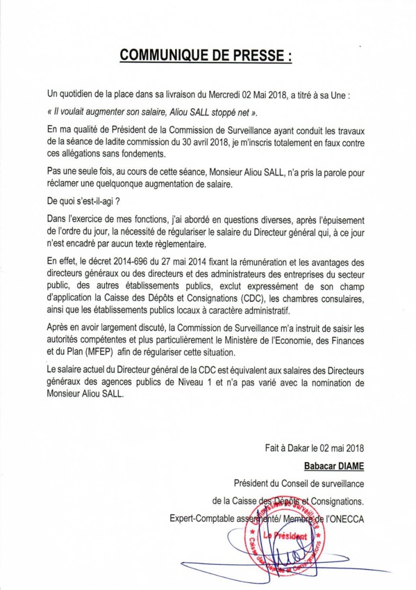 Intox sur le salaire d'Aliou Sall : les précisions de Babacar Diamé, le Président du Conseil de surveillance de la Caisse et Dépôt et Consignations