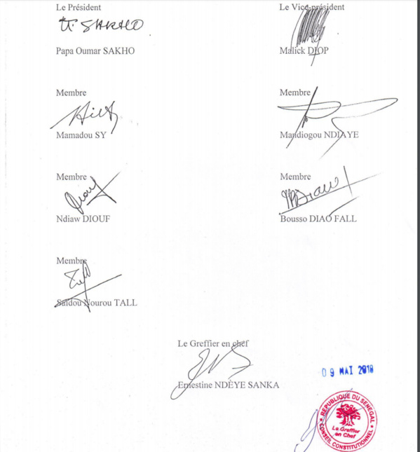 Recours de l’opposition contre la loi sur le parrainage: Les “7 sages” se déclarent “incompétents”