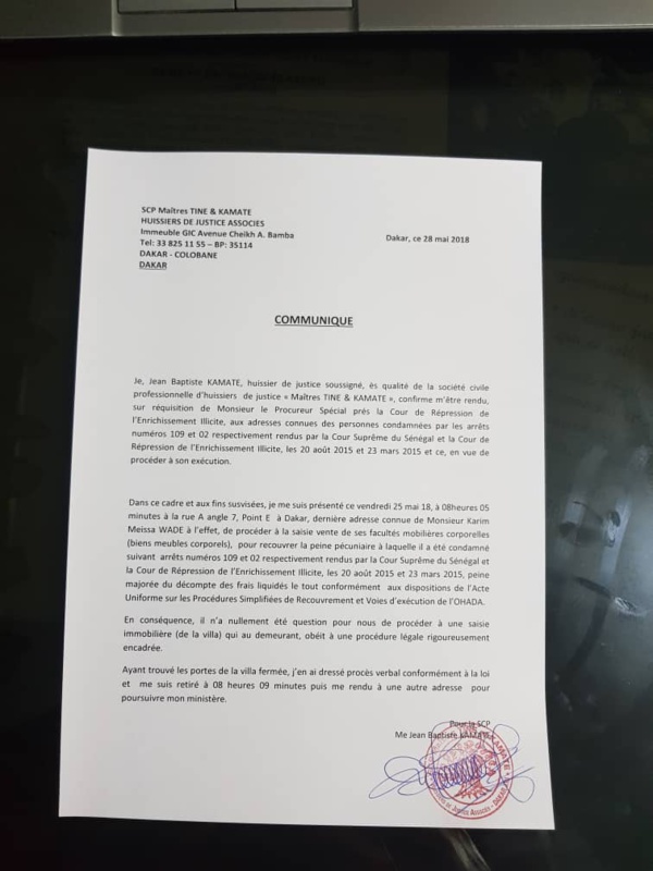 Urgent : L'Etat envoie un commandement de payer à Karim Wade  contrairement au allégation de Abdoulaye Wade.