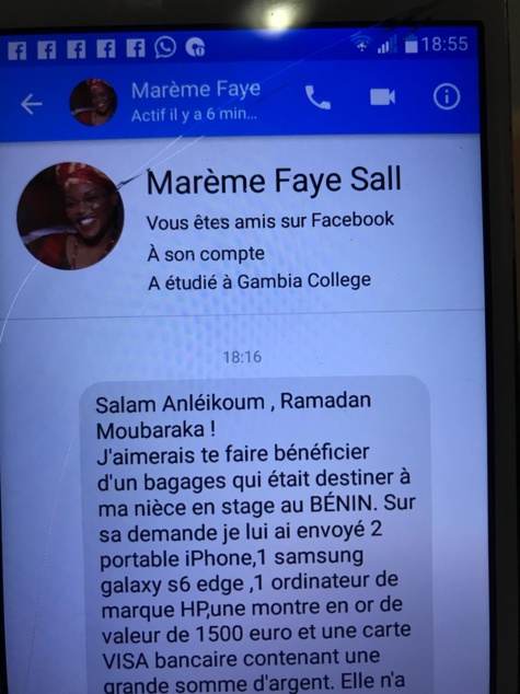 Des arnaqueurs au profil de Marième Faye Sall au Bénin, regardez et faîtes attention !